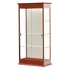 Varsity  36"W x 77"H x 18"D  Lighted Floor Case, Sliding Doors, Plaque Back, Cherry Oak Finish