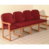 Wooden Mallet Prairie Collection Four Seat Sofa, Sled Base, Leaf Blue, Medium Oak