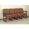 Wooden Mallet Prairie Collection Four Seat Sofa, Sled Base, Wine Vinyl, Medium Oak