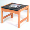 Wooden Mallet Dakota Wave End Table,  Black Granite-look Top, Light Oak