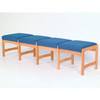 Wooden Mallet Dakota Wave Four Seat Bench, Blue Vinyl, Light Oak