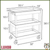 Luxor EC111 Three Shelf Utility Cart - Dimensions