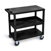 32"W x 18"D - Two Flat/One Tub Shelves with 5" Casters - Black