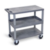 32"W x 18"D - Two Flat/One Tub Shelves with 5" Casters - Gray