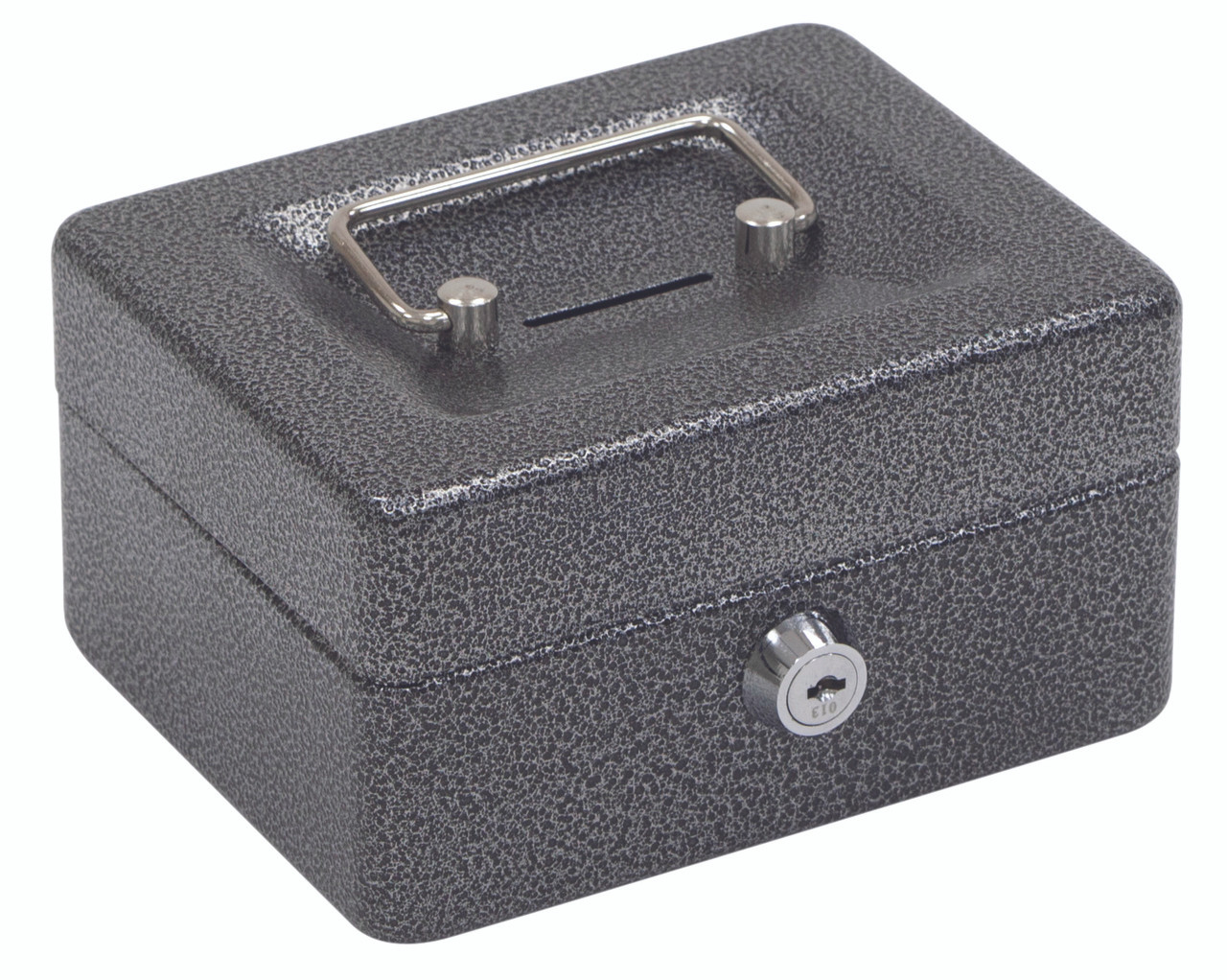 Hercules CB0604 Key Locking Cash Box, 6" x 4.62" x 3", Recycled Steel, Silver Vein Coin Cash Box