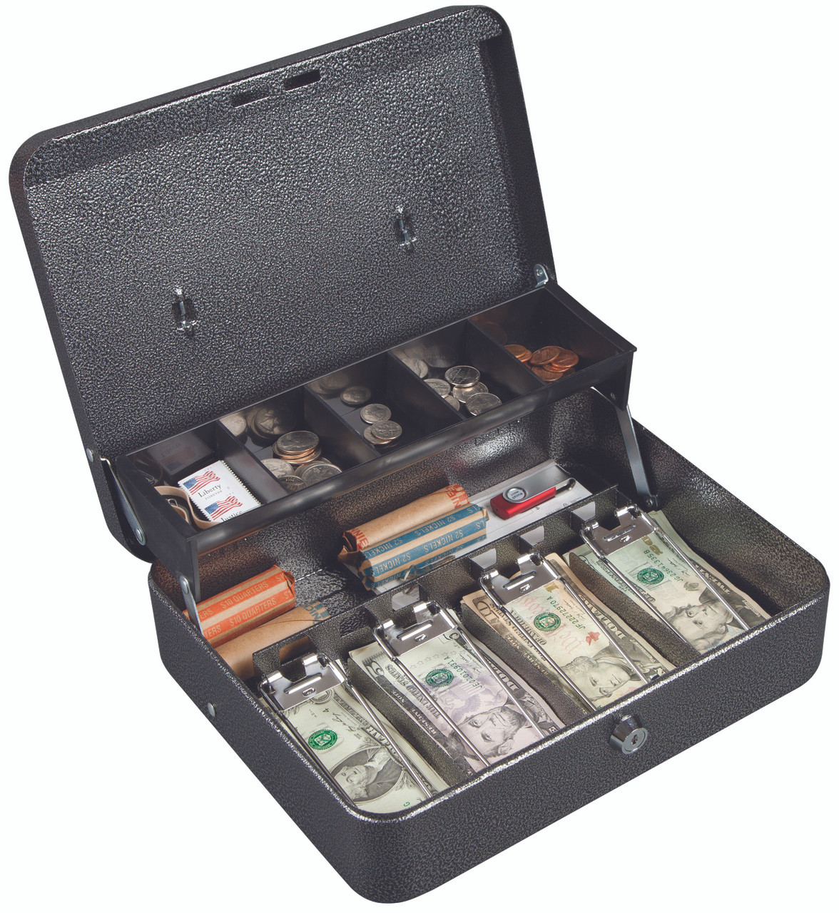 FireKing Security Group Locking Cash Box 5 Cmprtmts 11-3/4"x10"x4" Gray CB1210