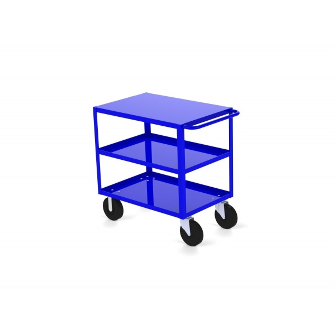 Valley Craft Three Shelf 24 x 36" Flush-Top Utility Cart, Blue with Mold On Casters (CALL FOR BEST PRICING)