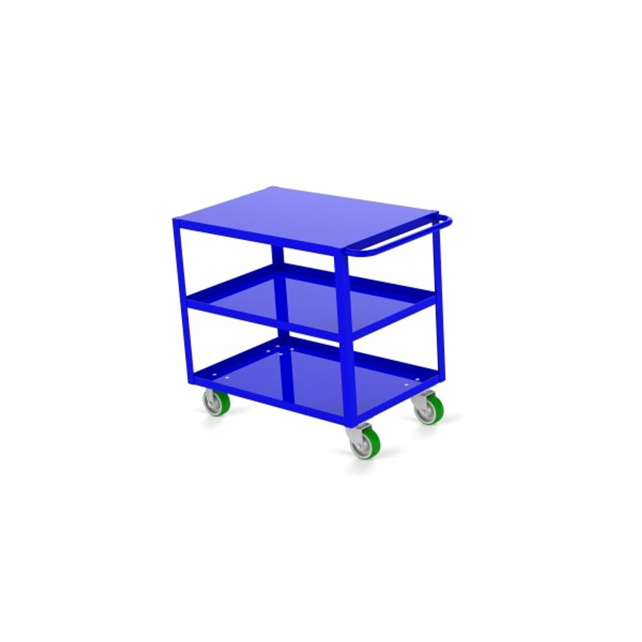 Valley Craft Three Shelf 24 x 36" Flush-Top Utility Cart, Blue with Poly Casters  (CALL FOR BEST PRICING)