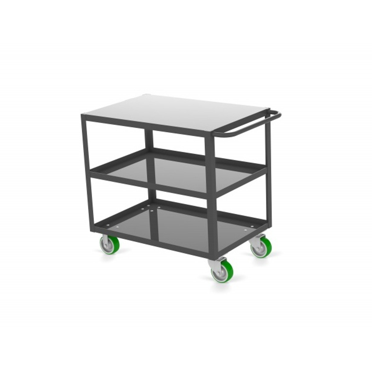 Valley Craft Three Shelf 24 x 36" Flush-Top Utility Cart, Gray with Poly Casters (CALL FOR BEST PRICING)