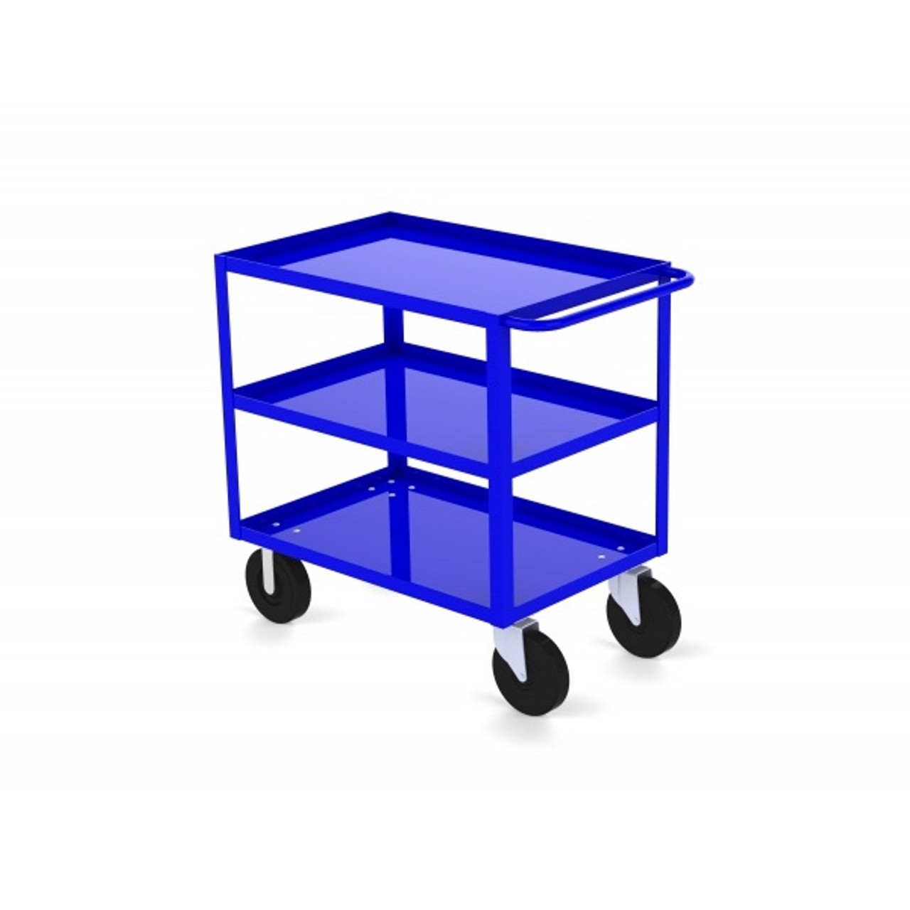 Valley Craft Three Shelf 24 x 36" Utility Cart, Blue with Mold On Casters  (CALL FOR BEST PRICING)