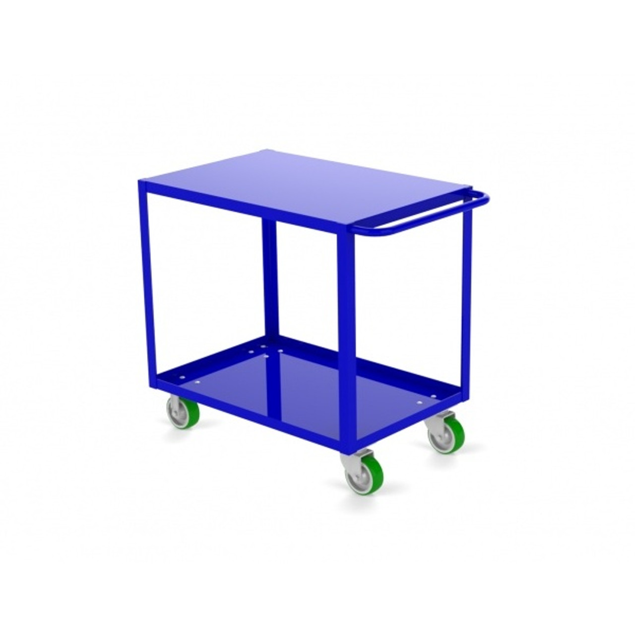 Valley Craft Two Shelf 24 x 36" Flush-Top Utility Cart, Blue with Poly Casters (CALL FOR BEST PRICING)
