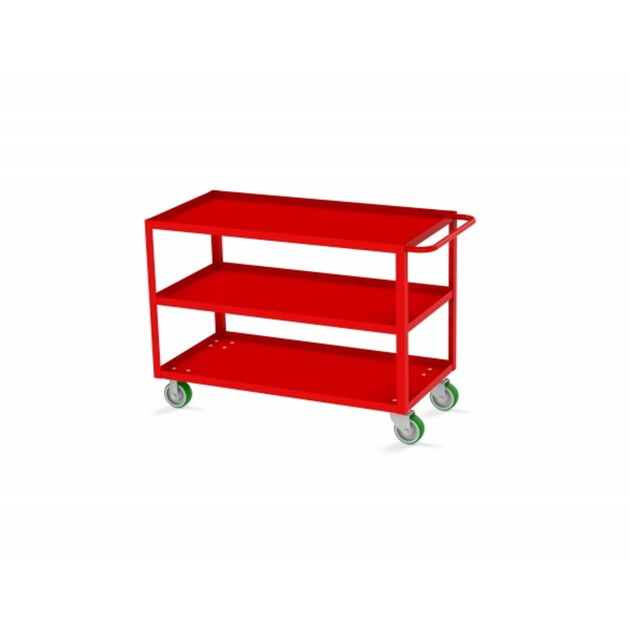 Valley Craft Three Shelf 24 x 48" Utility Cart, Red with Poly Casters (CALL FOR BEST PRICING)