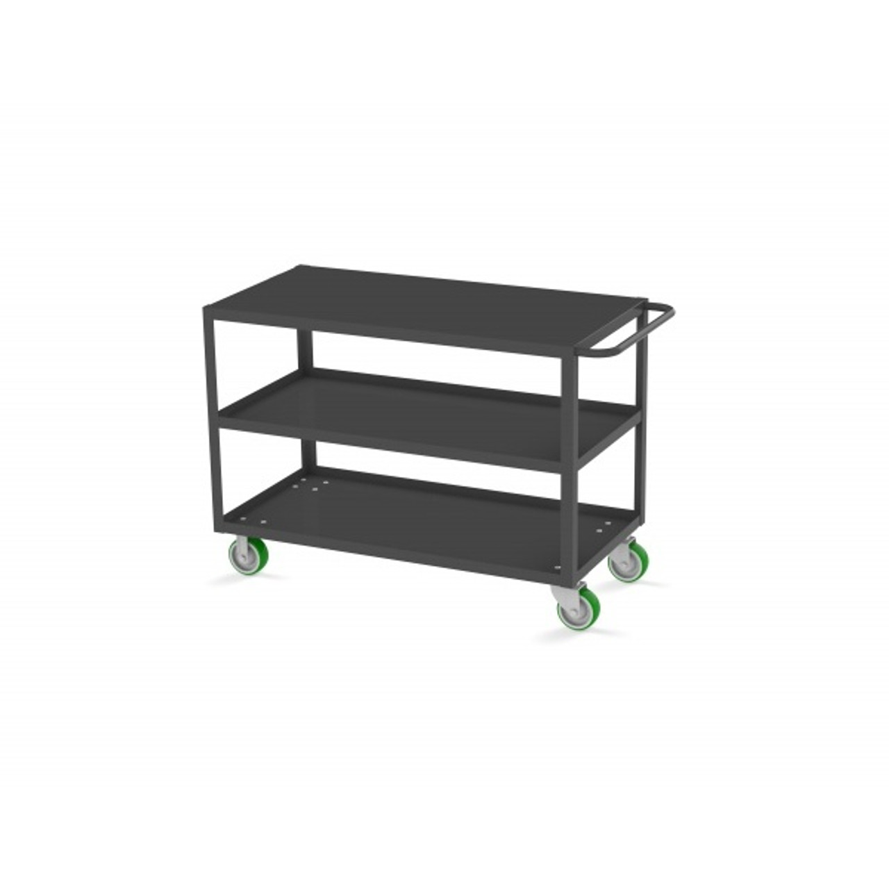 Valley Craft Three Shelf 30 x 48" Flush-Top Utility Cart, Gray with Poly Casters(CALL FOR BEST PRICING)