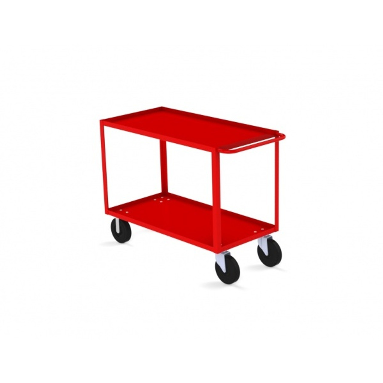 Valley Craft Two Shelf 24 x 48" Utility Cart, Red with Mold On Casters (CALL FOR BEST PRICING)