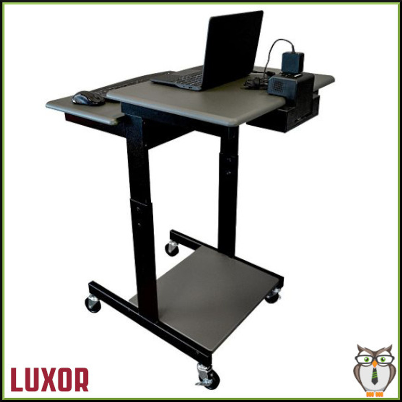 Luxor Mobile Computer Cart with Battery-Powered Device Charger (PS3945-KBEP)