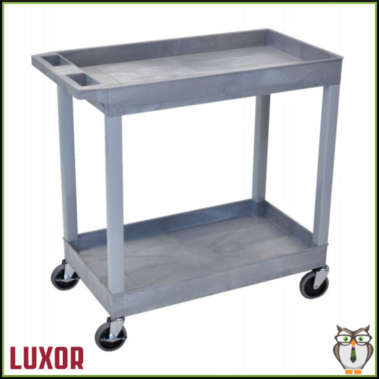 32" x 18" Tub Cart - Two Shelves (EC11) - Gray