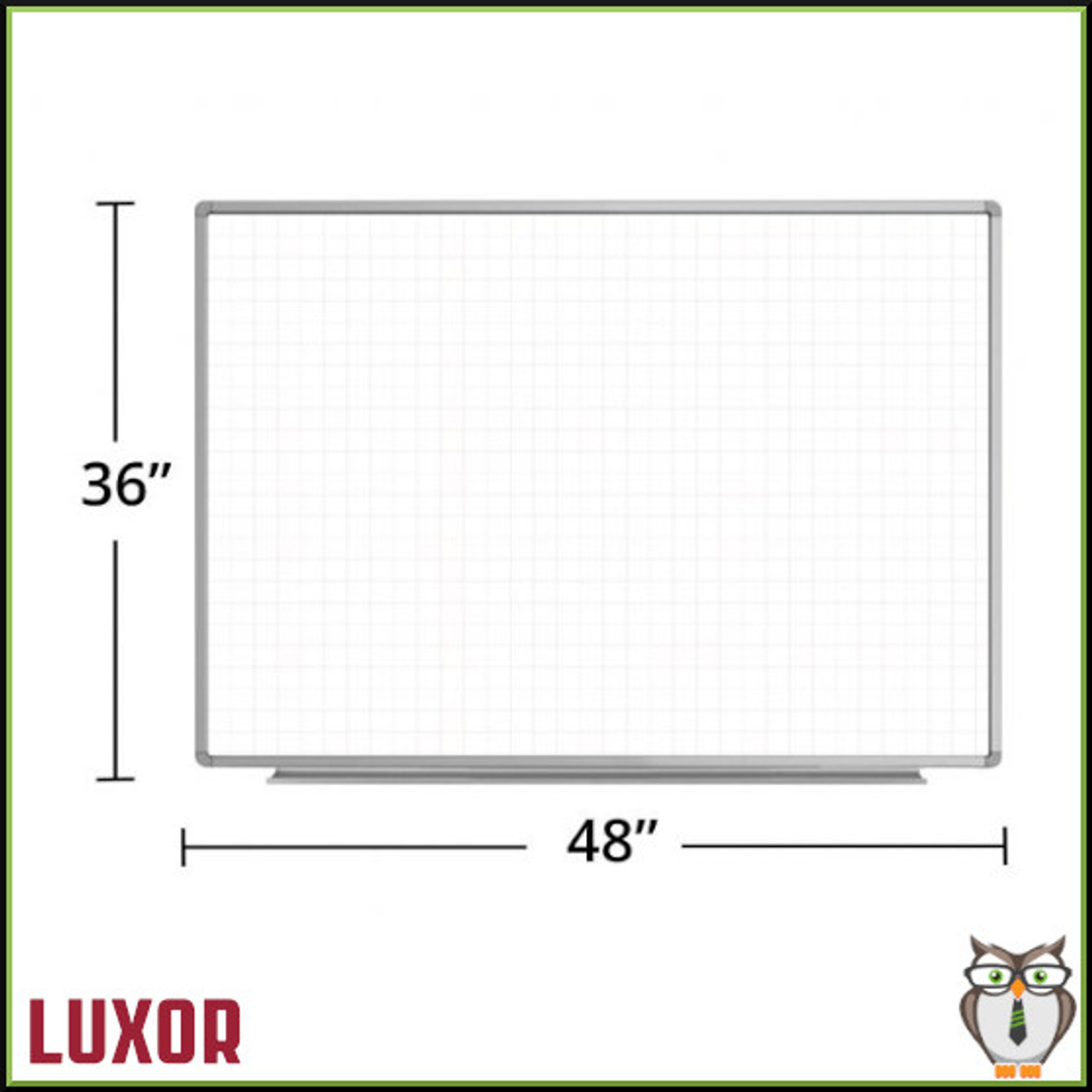 48"W x 36"H Wall-Mounted Ghost Grid Whiteboard (WB4836LB) - Dimensions