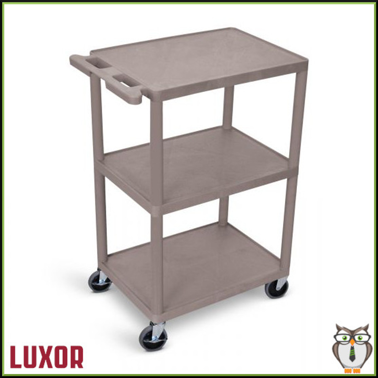 3 Flat Shelf Plastic Utility Cart (42" x 24") (HE42) - Grey