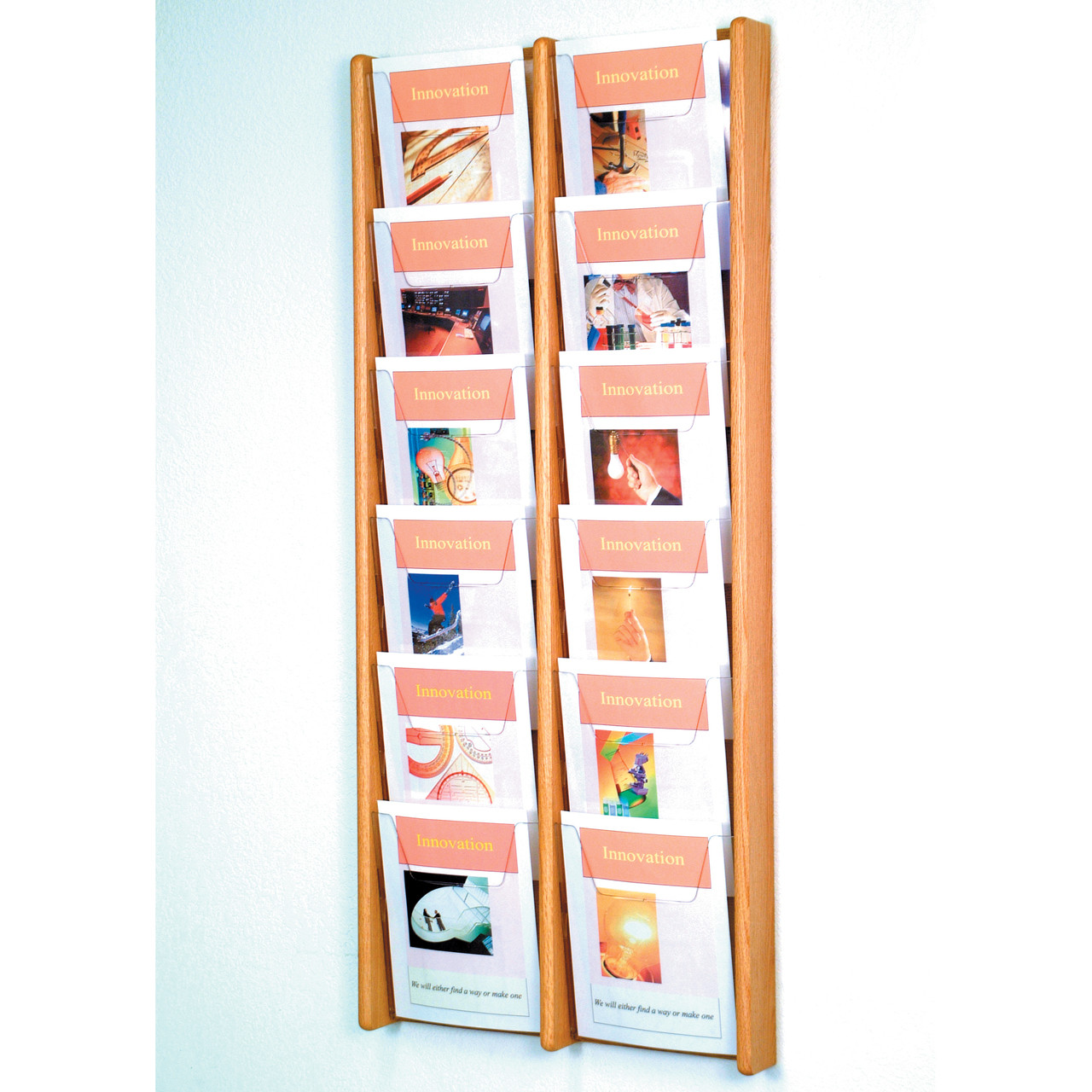 Wooden Mallet Stance 12 Pocket Wall Display, 2Wx6H, Black