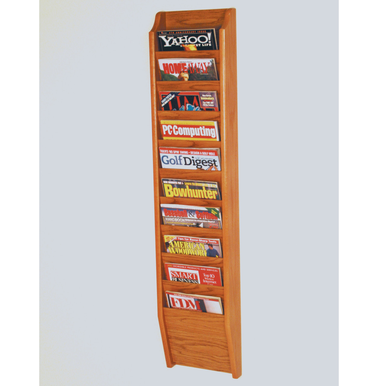 Wooden Mallet Cascade 10 Pocket Magazine Rack, Black/Medium Oak