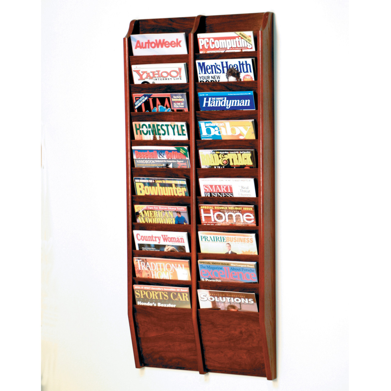 Wooden Mallet Cascade 20 Pocket Magazine Rack, Black