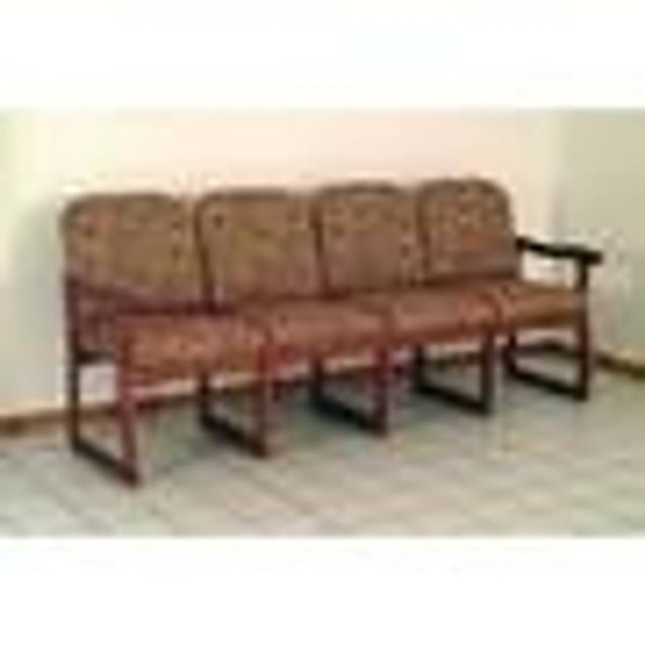 Wooden Mallet Prairie Collection Four Seat Sofa, Sled Base, Leaf Wine, Medium Oak