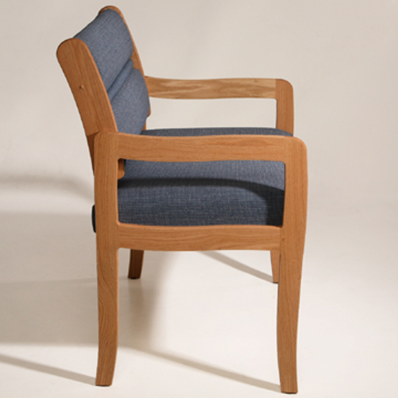 Wooden Mallet Valley Collection Three Seat Bariatric Chair, Center Arms, Standard Leg, Wine Vinyl, Light Oak