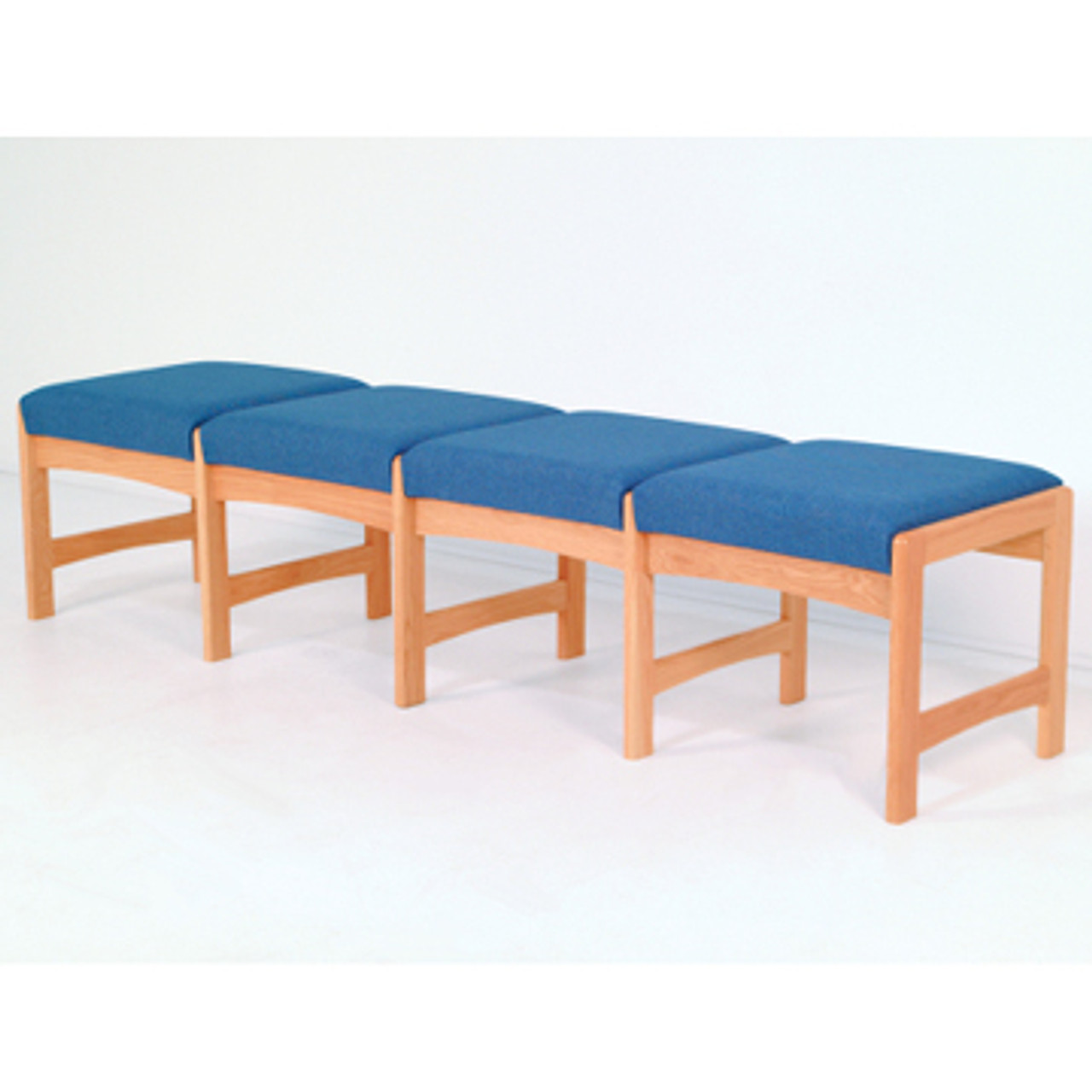 Wooden Mallet Dakota Wave Four Seat Bench, Watercolor Blue, Light Oak