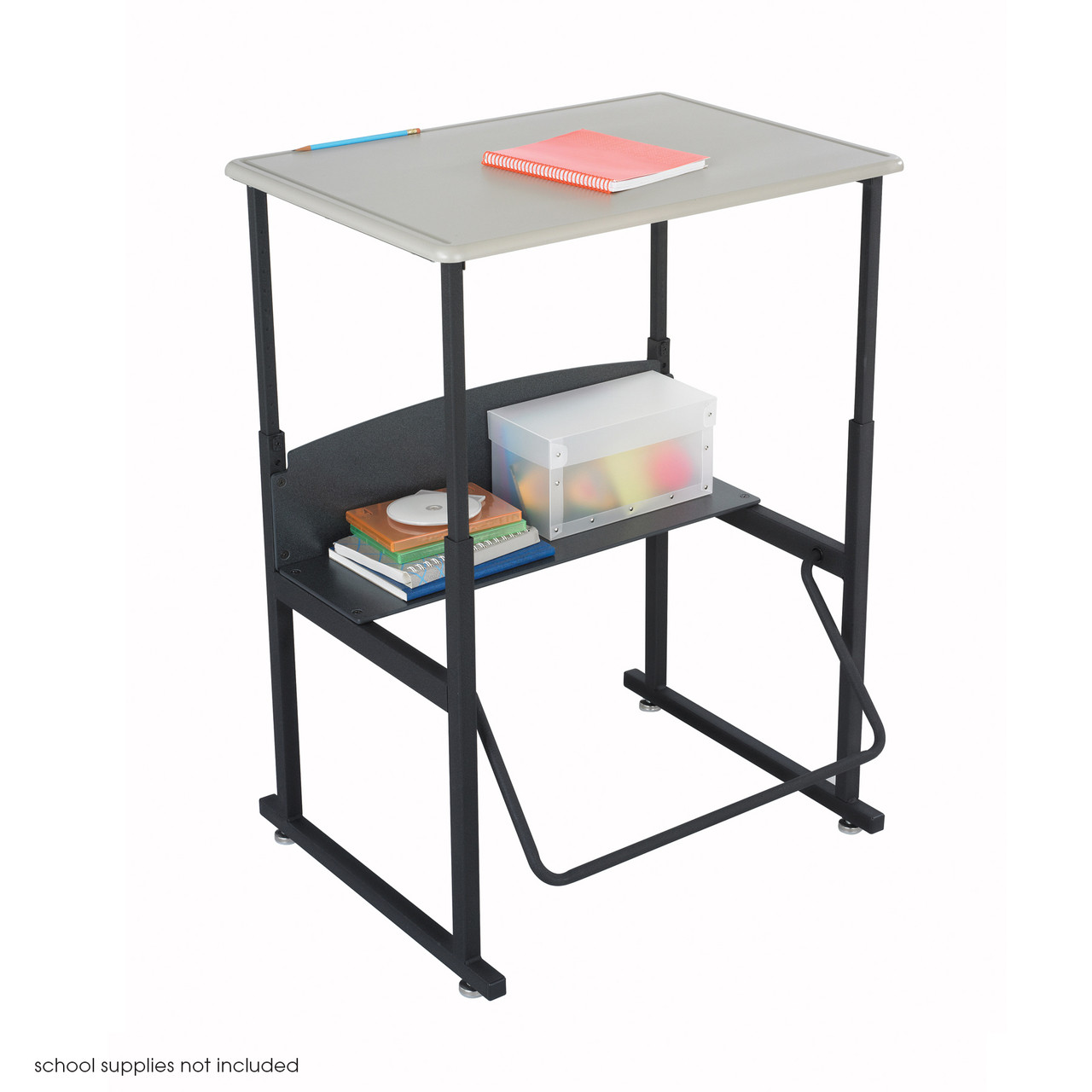 AlphaBetter Adjustable-Height Stand-Up Desk, 28 x 20? Standard Top and Swinging Footrest Bar