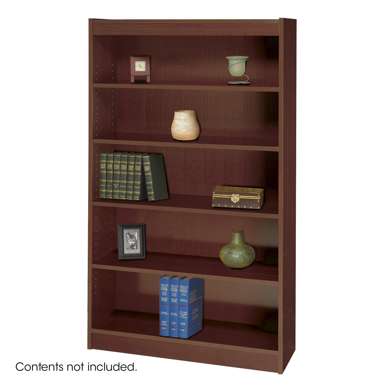 Square-Edge Veneer Bookcase - 5 Shelf