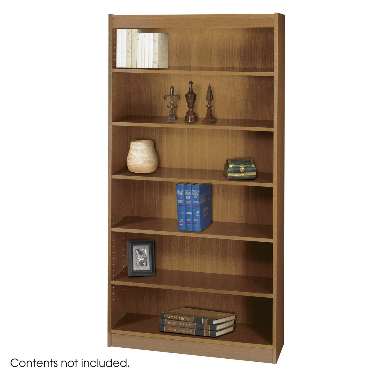 Square-Edge Veneer Bookcase - 6 Shelf