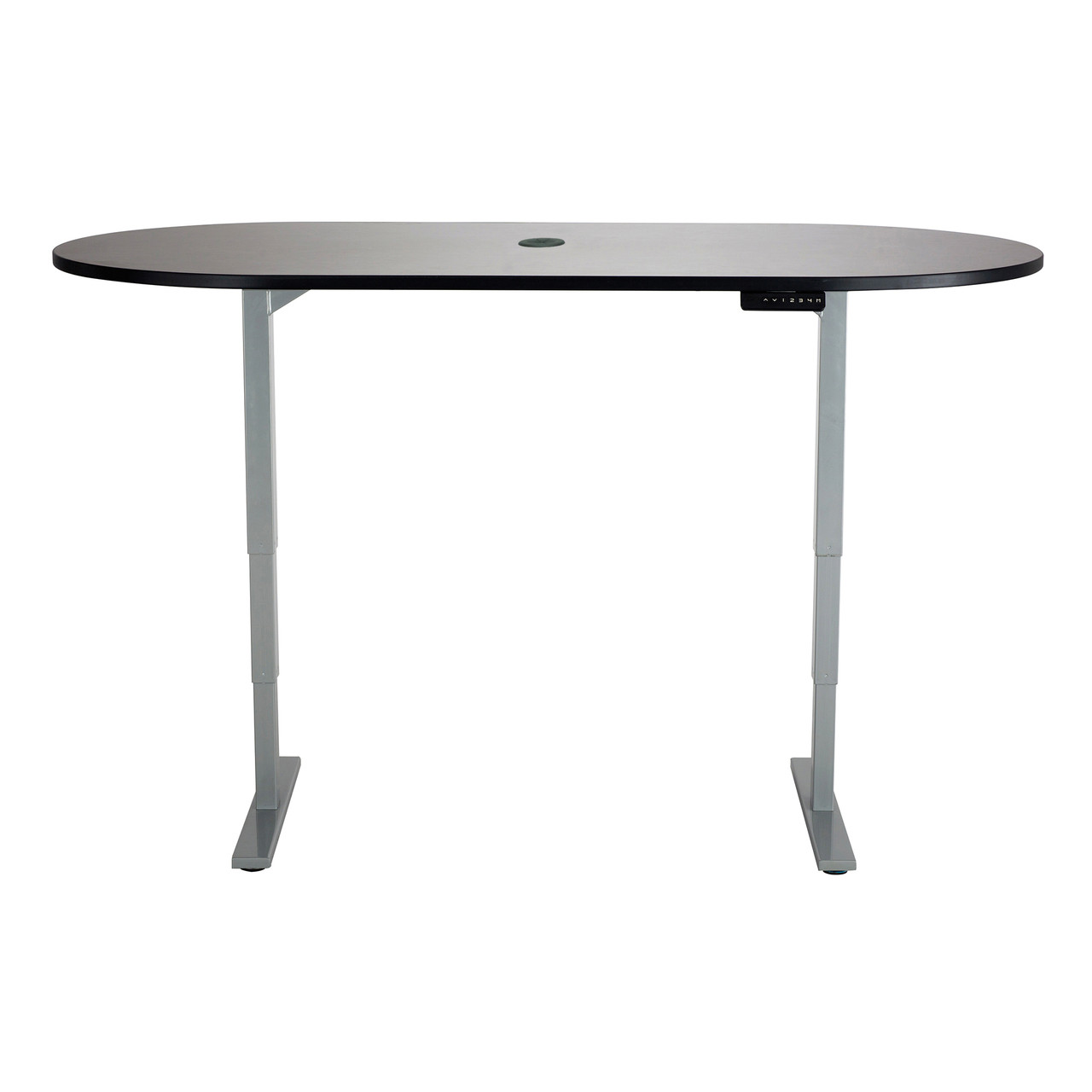 Electric Height-Adjustable Teaming Table, Racetrack - 72x36"