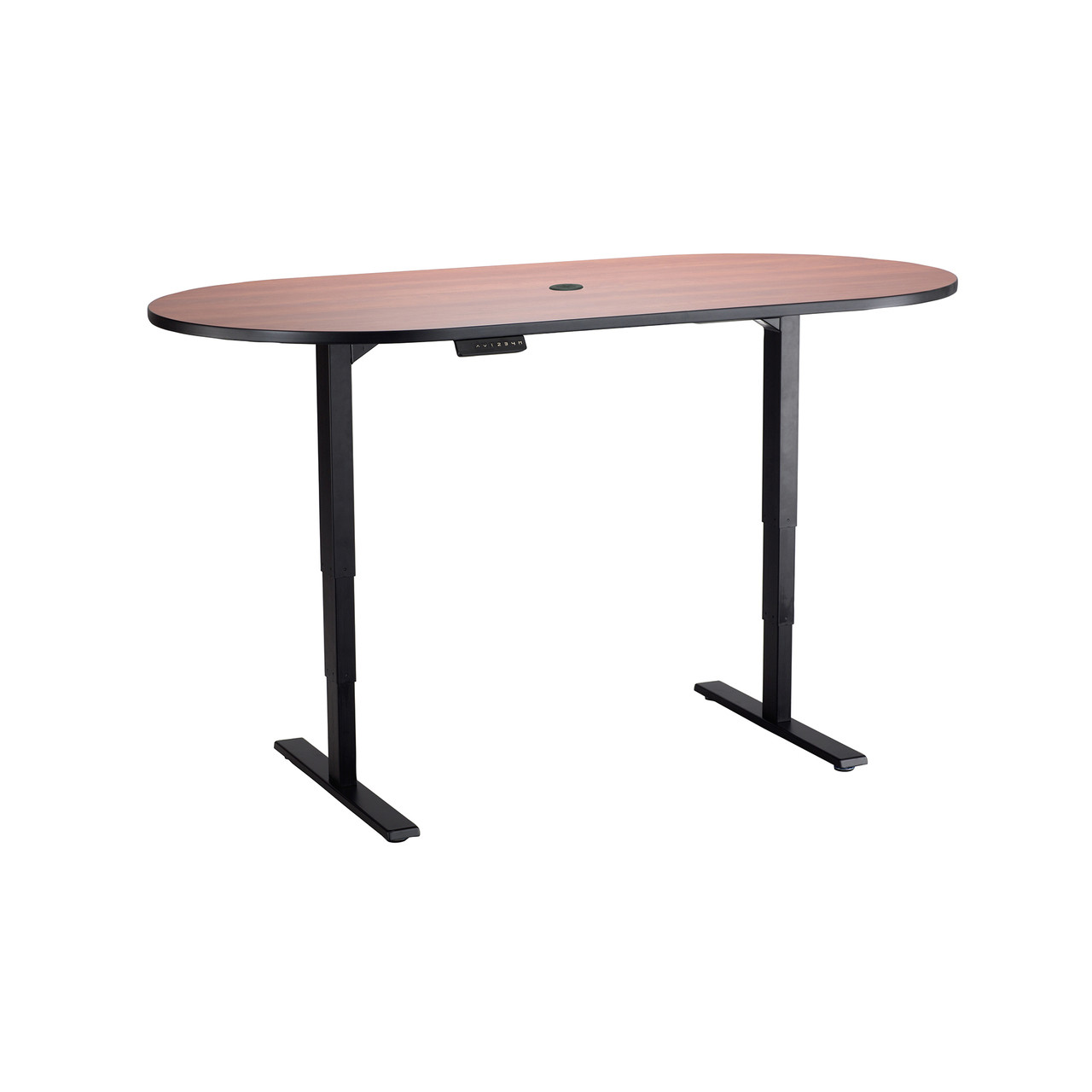 Electric Height-Adjustable Teaming Table, Racetrack - 72x36"