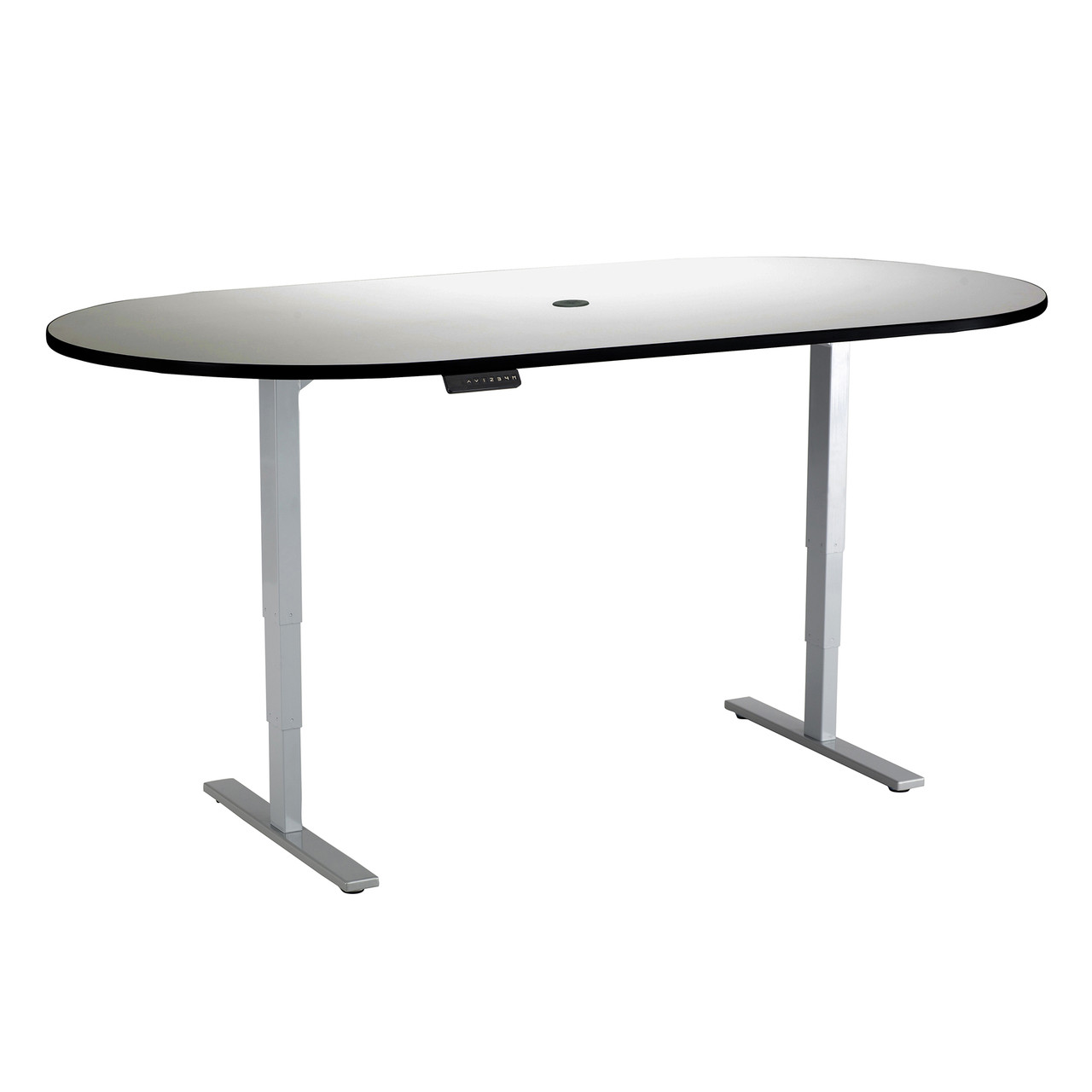 Electric Height-Adjustable Teaming Table, Racetrack - 84x42"