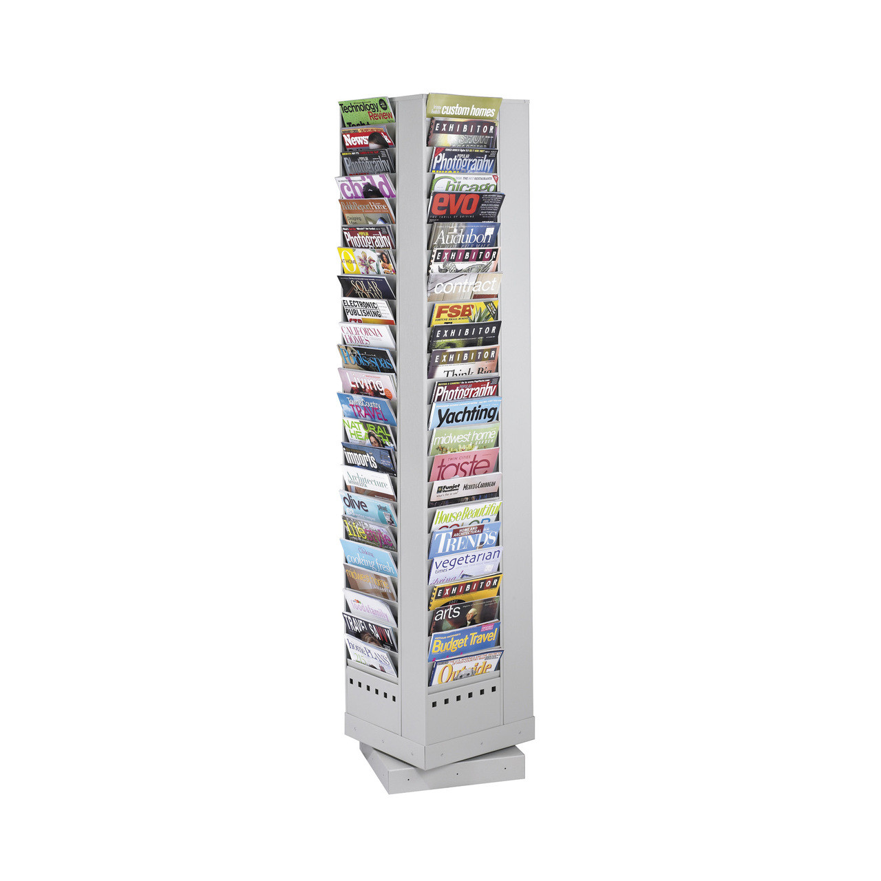 92-Pocket Steel Rotary Magazine Rack