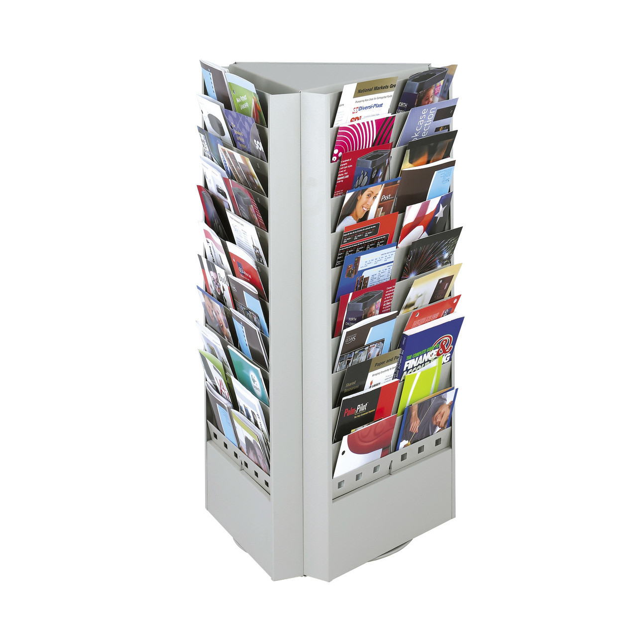 66 or 33-Pocket Steel Rotary Brochure Rack