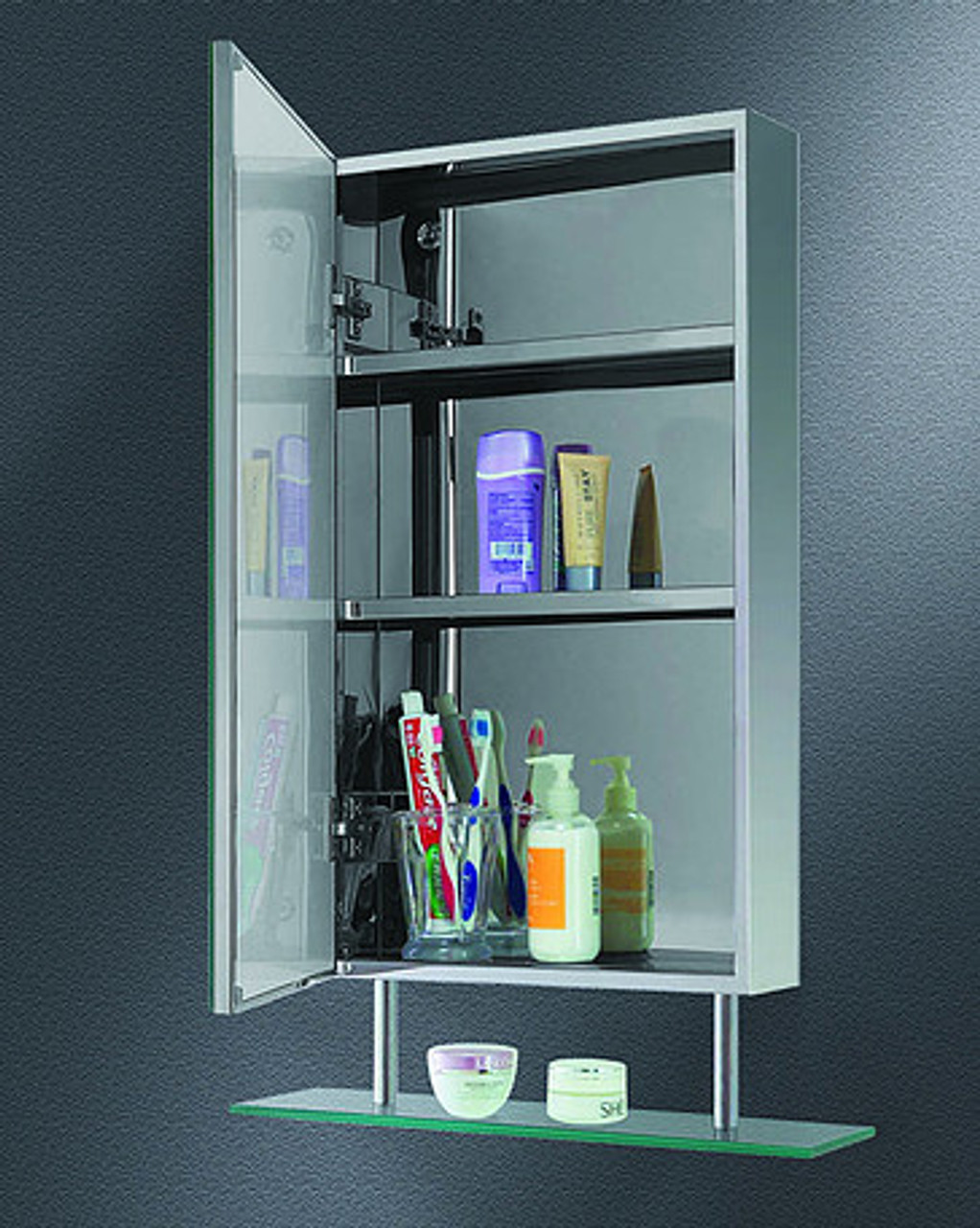Ketcham Dual Door Medicine Cabinets Stainless Steel Series with Suspended Shelf