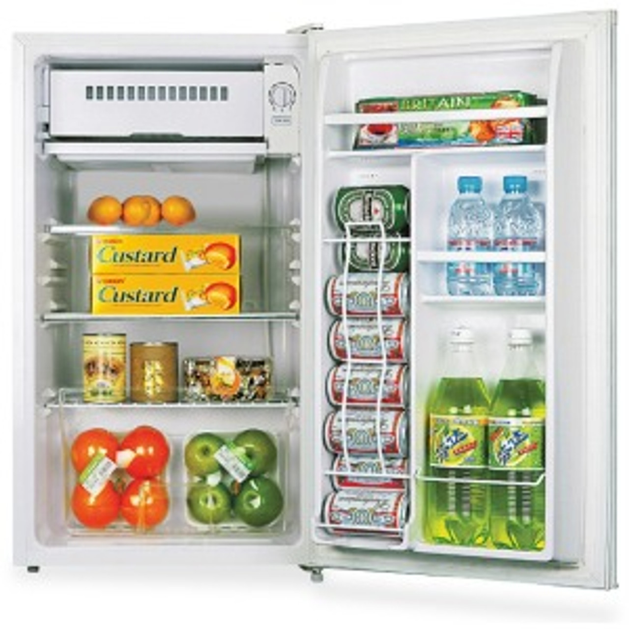 Lorell LLR72312 Compact Refrigerator, Can Dispenser, Dial Control, Manual Defrost, 3.3 cubic feet