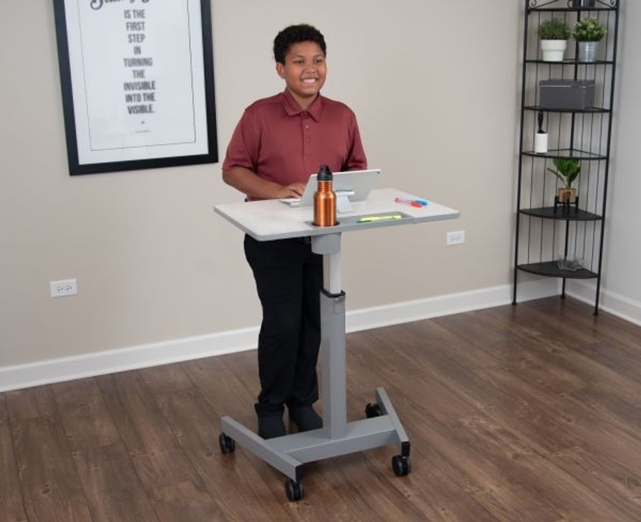 Pneumatic Sit/Stand Student Desk (STUDENT-P) - Student Standing