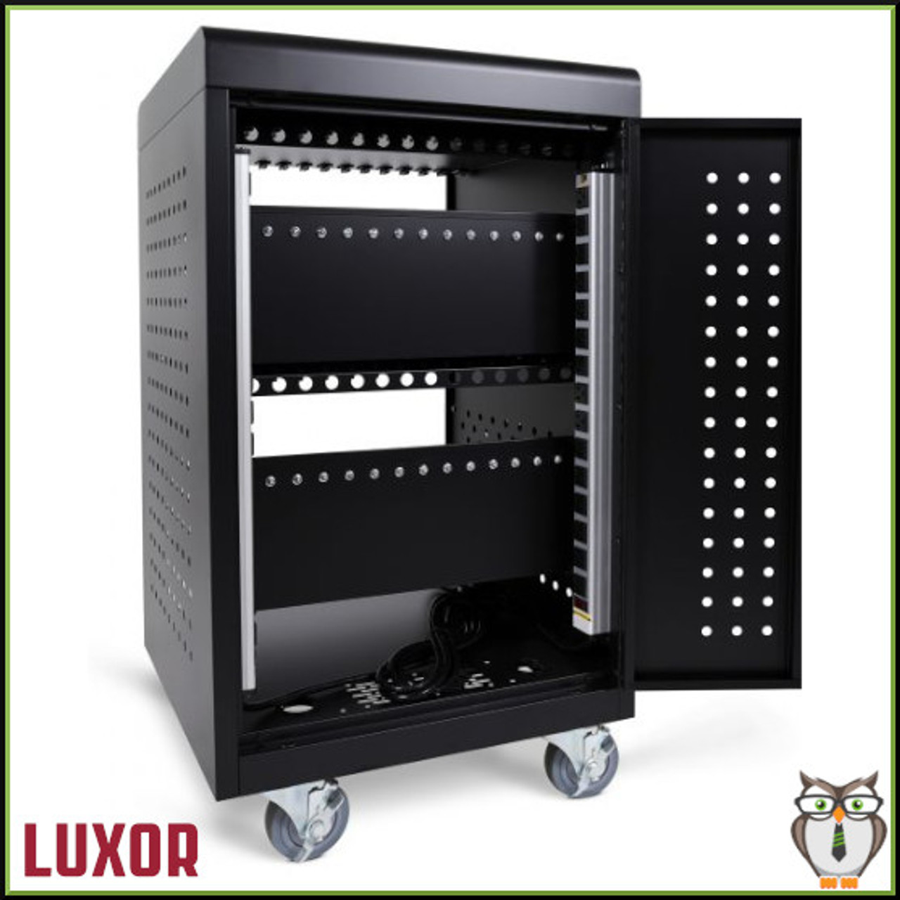 Luxor 30-Tablet / Chromebook Charging Cart (LLTM30-B) - Rear Access Door & Power Strips