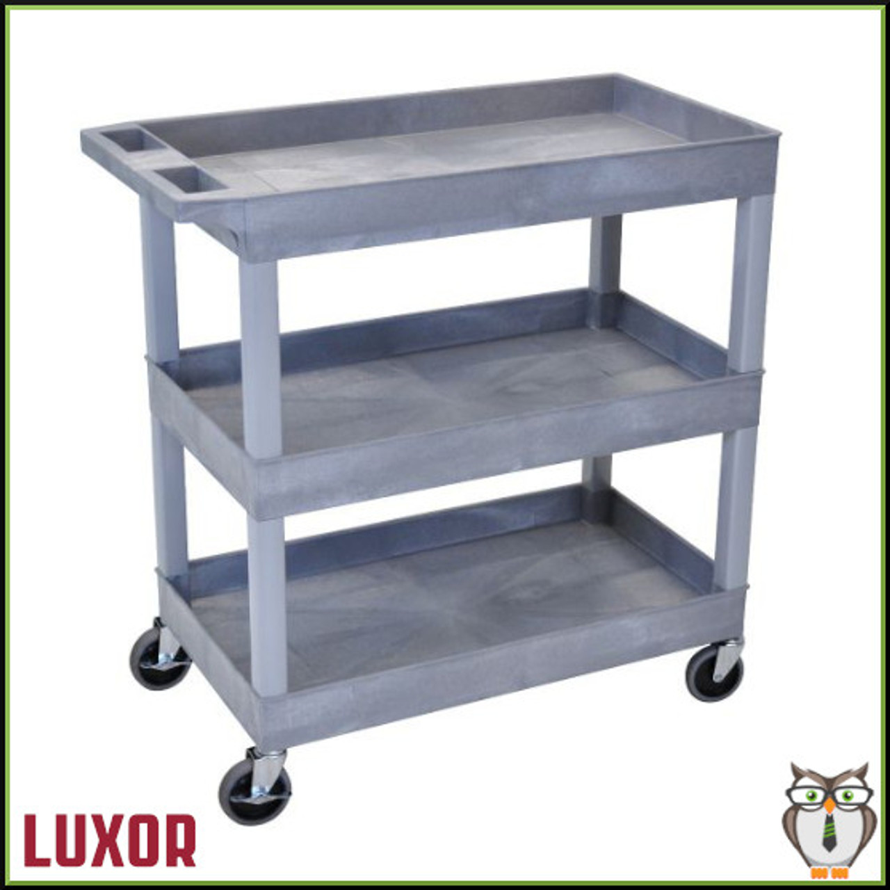 Luxor EC111 Three Shelf Utility Cart - Gray