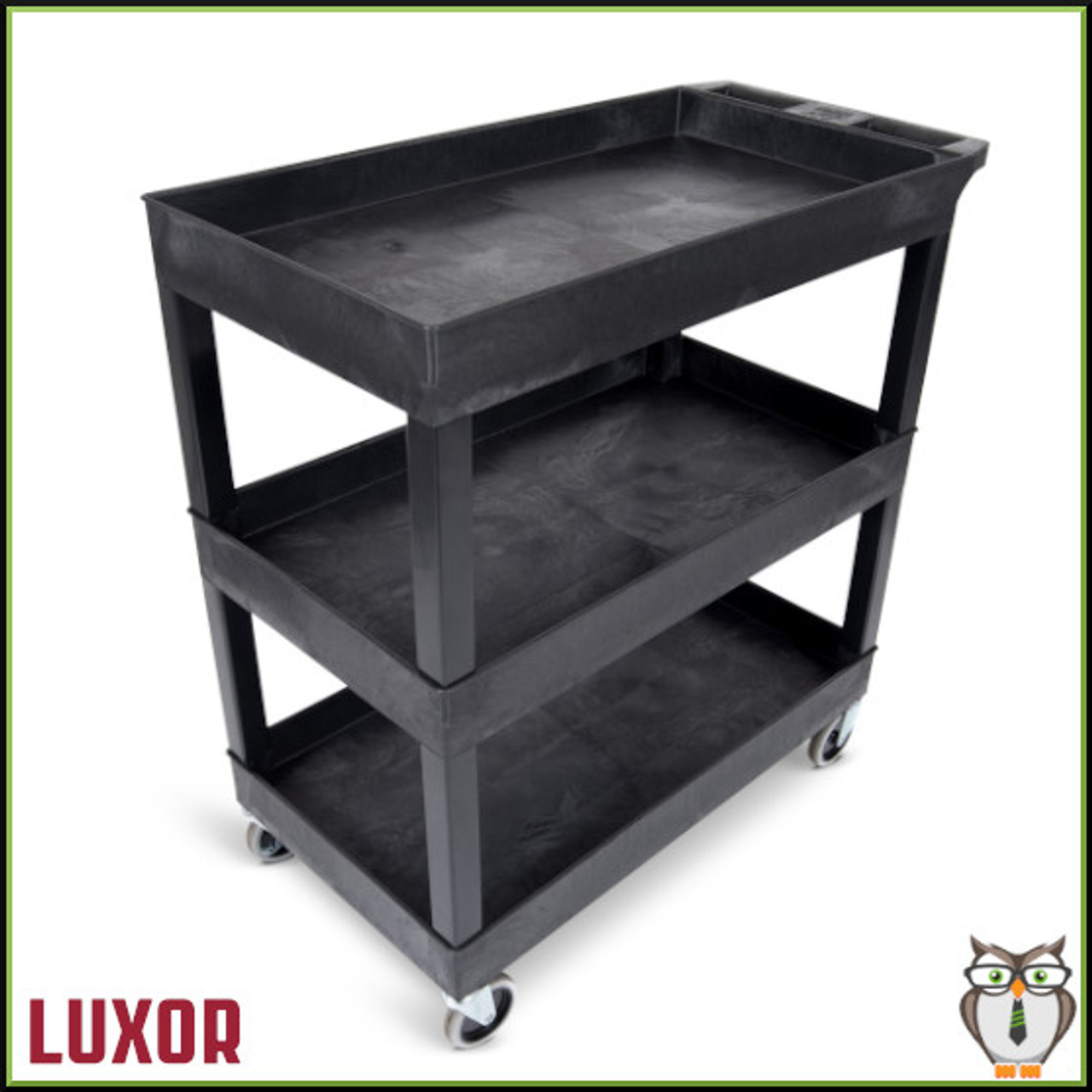 Luxor EC111-B Three Shelf Utility Cart - Left_Above