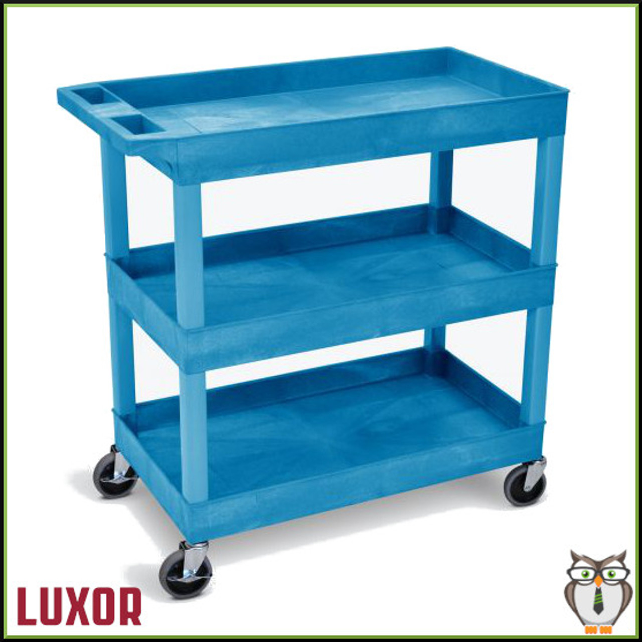 Luxor EC111 Three Shelf Utility Cart - Blue