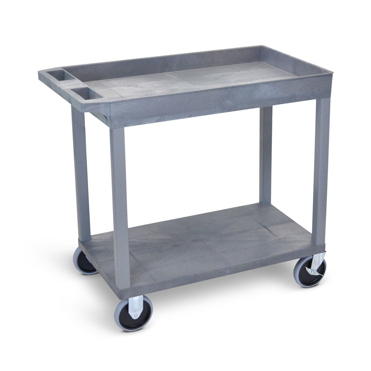 32"W x 18"D - One Tub/One Flat Shelf with 5" casters - Gray