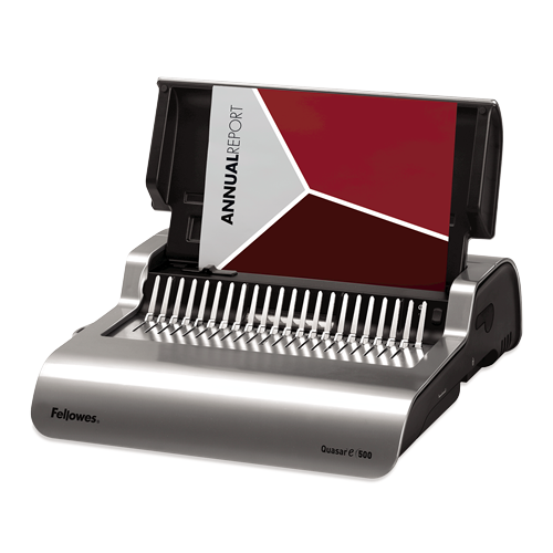 Quasar E 500 Electric Comb Binding Machine w/ Starter Kit - Metallic Siver/Black Quasar E 500 Electric Comb Binding Machine w/ Starter Kit - Metallic Siver/Black