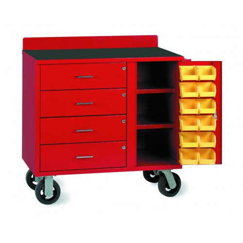 Valley Craft Mobile Utility Bin Workbench 36"Wx35"Hx21"D - with 12 Bins(CALL FOR BEST PRICING)