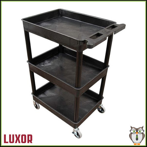 Luxor 3 Shelf Plastic Utility Tub Cart (39" x 24") (STC111) -Left Angle
