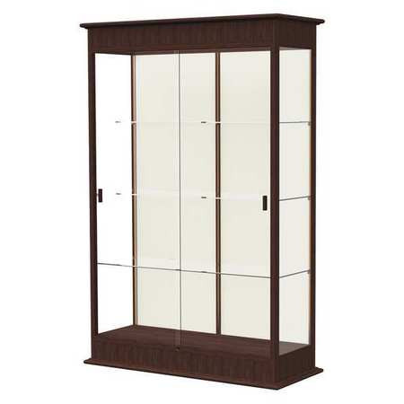 Varsity  48"W x 77"H x 18"D  Lighted Floor Case, Sliding Doors, Plaque Back, Espresso Finish