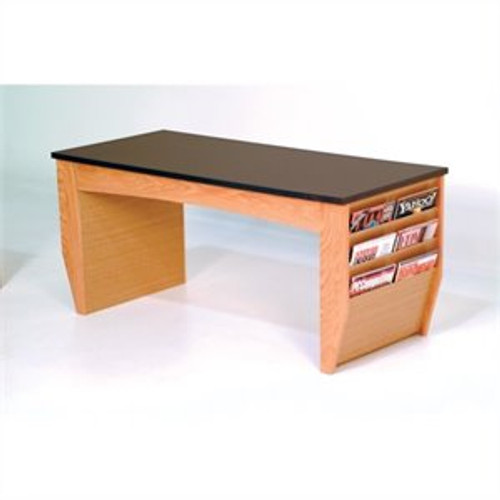 Wooden Mallet Dakota Wave Coffee Table with Magazine Pockets, Black Granite-look Top, Light Oak