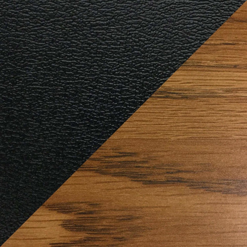 Wooden Mallet Dakota Wave Single Bench, Black Vinyl, Medium Oak